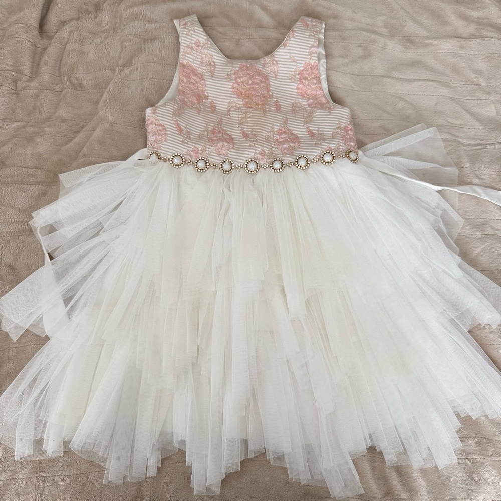 American Princess Pink Floral Dress with Tulle Size 6